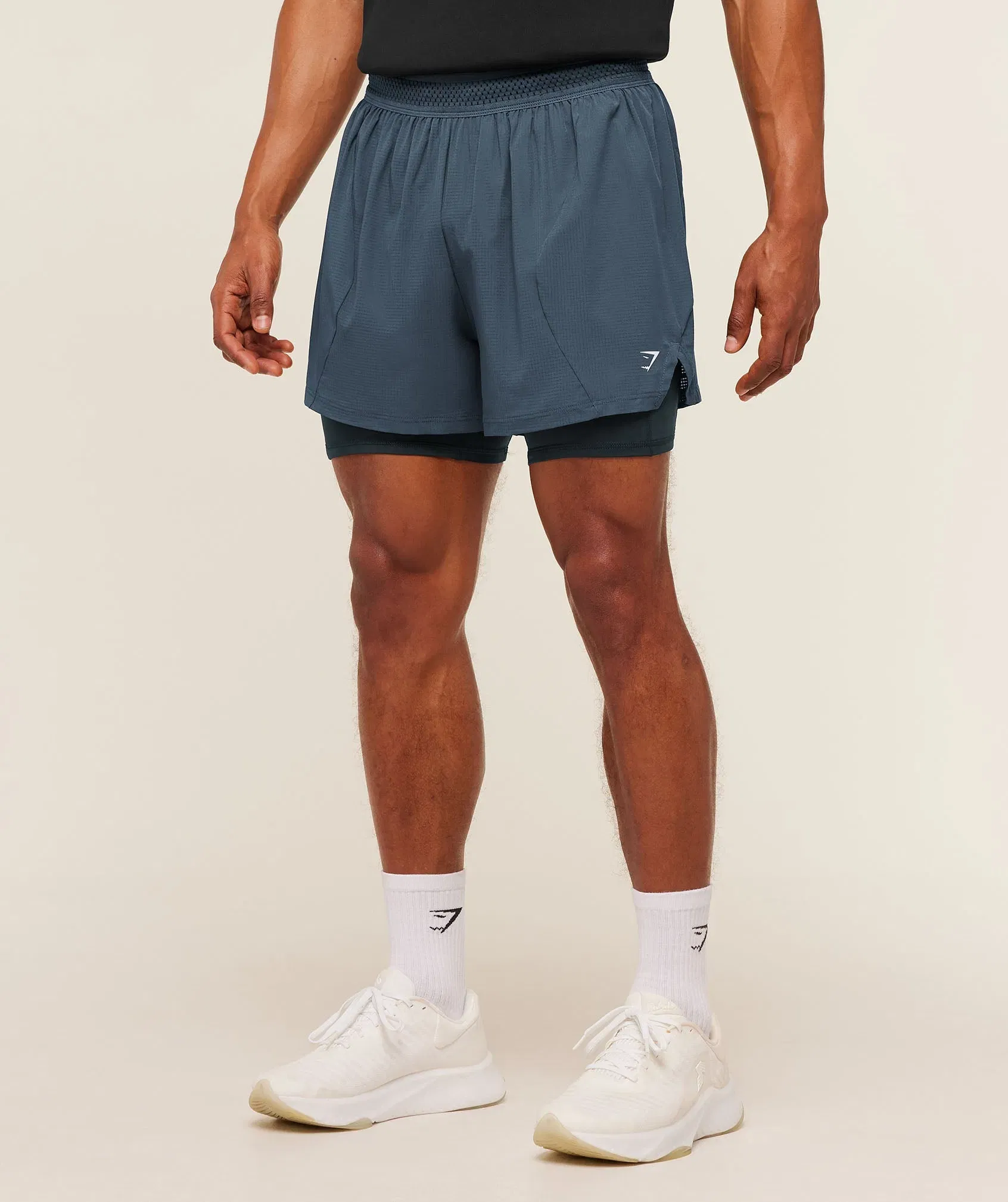Gymshark Running 4" 2in1 Shorts - GS Stealth Blue/GS Deep Petrol Blue