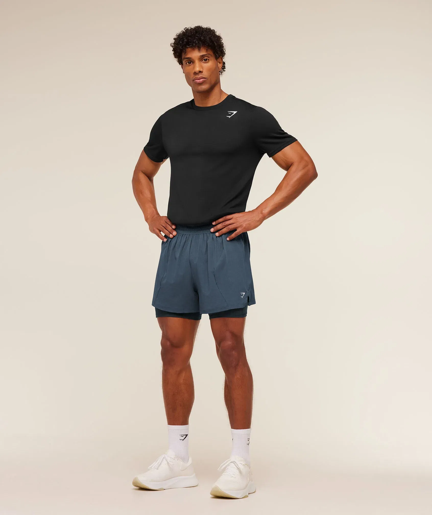 Gymshark Running 4" 2in1 Shorts - GS Stealth Blue/GS Deep Petrol Blue