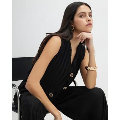 Black Plisse Waistcoat