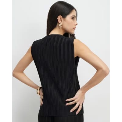 Black Plisse Waistcoat