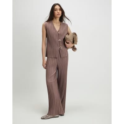 Beige Plisse Waistcoat