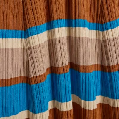 Brown Knitted Striped Maxi Dress