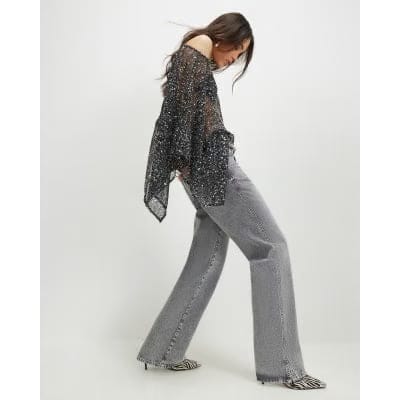 Black Sequin Knitted Cape