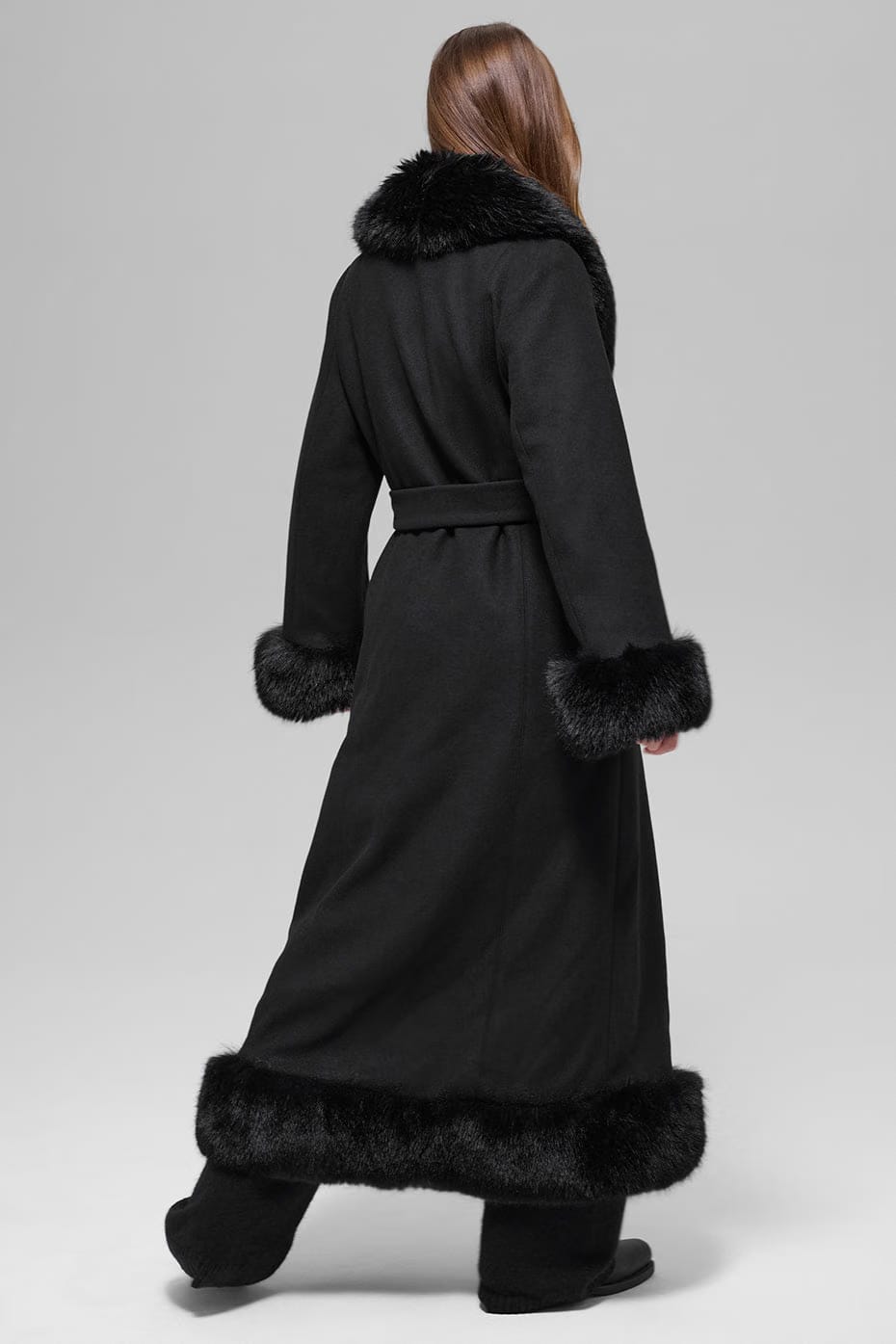 Faux Fur Trimmed Longline Coat