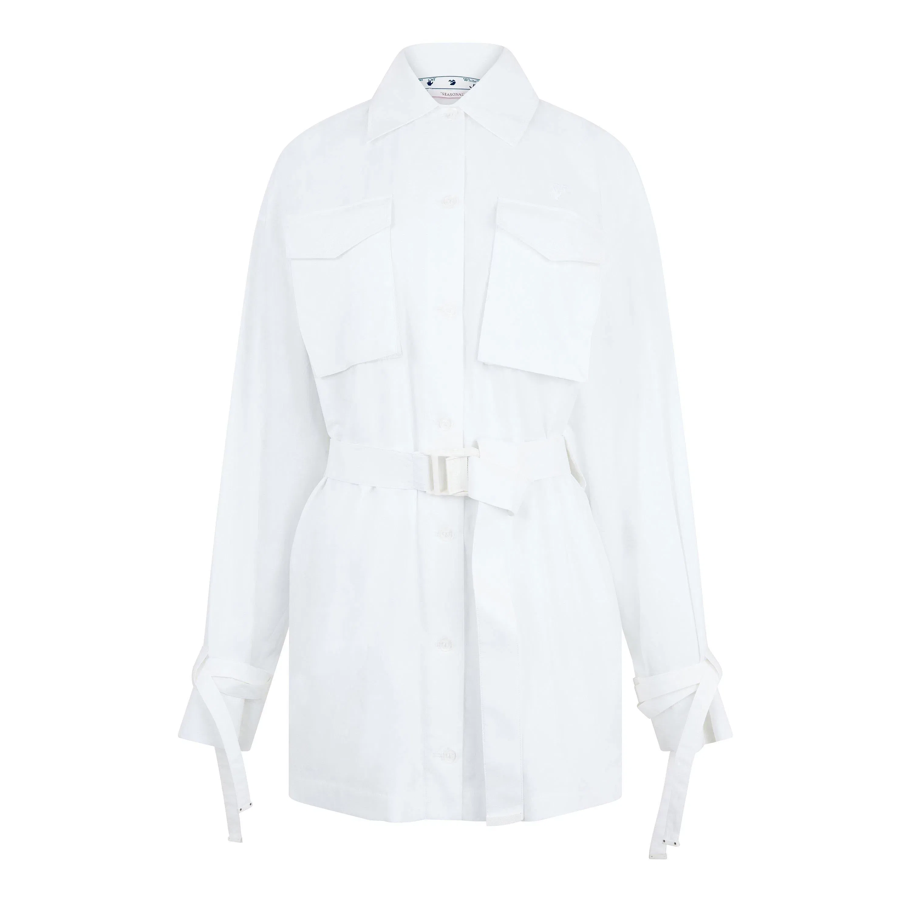 Short-Sleeve Cargo Shirt Dress, Poplin Fabric