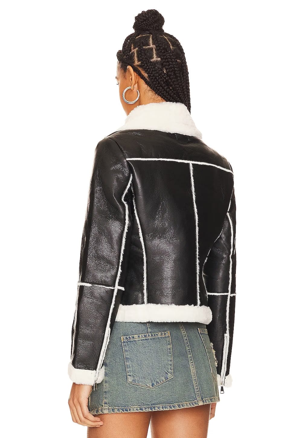 superdown Genna Zip Up Jacket in Black & White