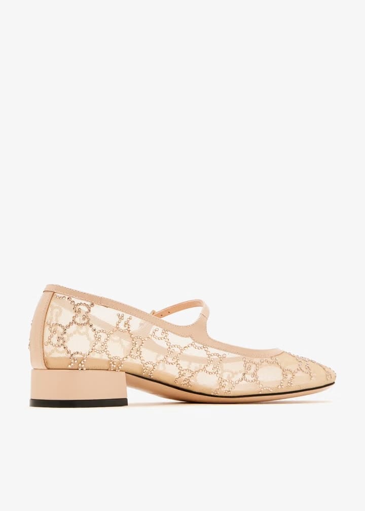 GG crystal ballet flats