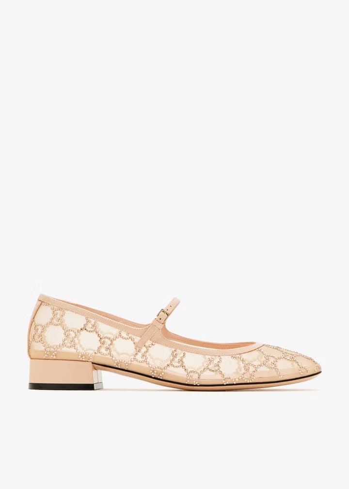 GG crystal ballet flats