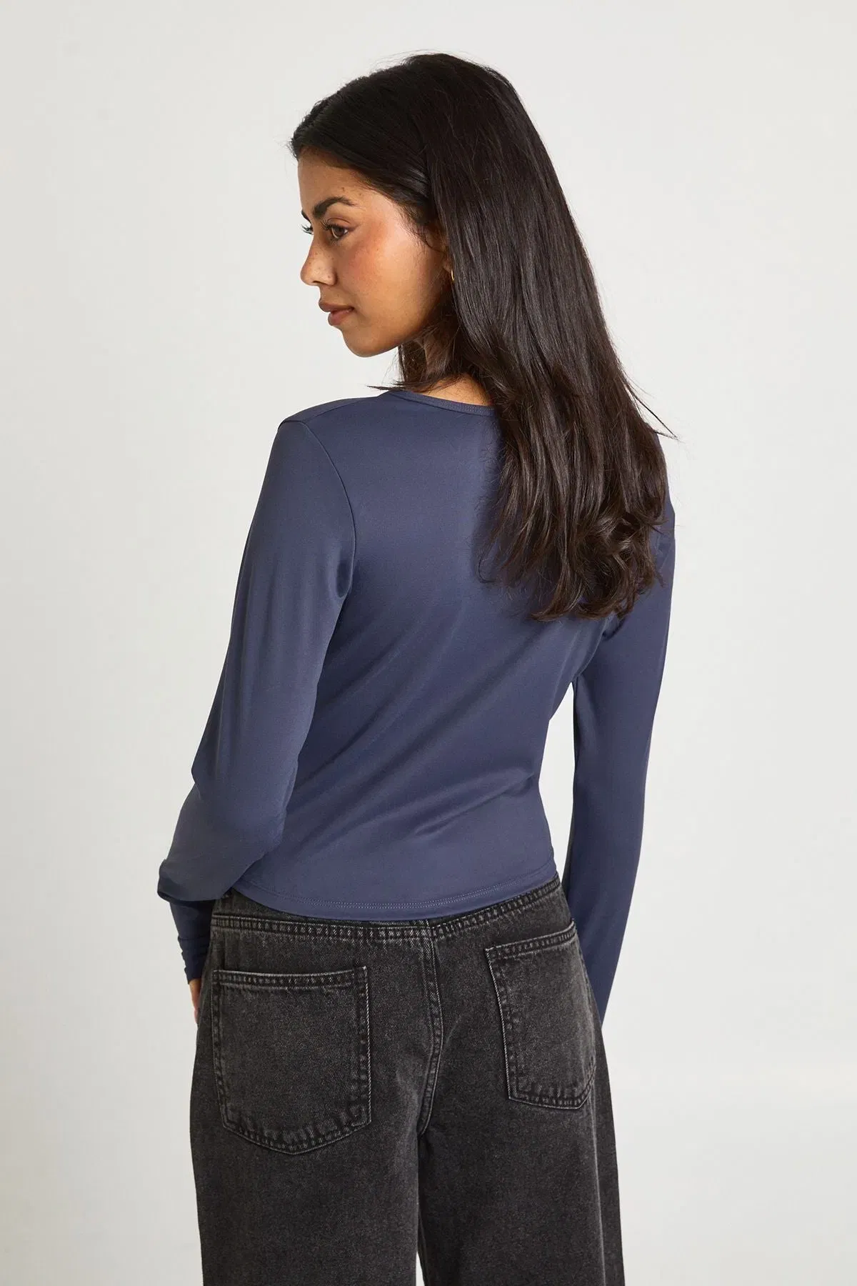 Peached Sculpt Popper Through Long Sleeve Top