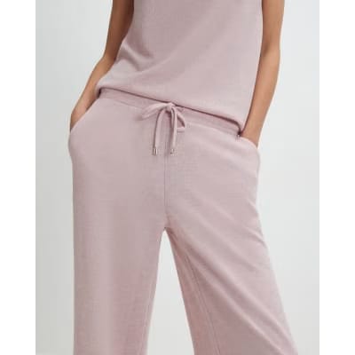 Pink Metallic Drawstring Wide Leg Trousers