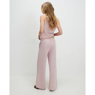 Pink Metallic Drawstring Wide Leg Trousers