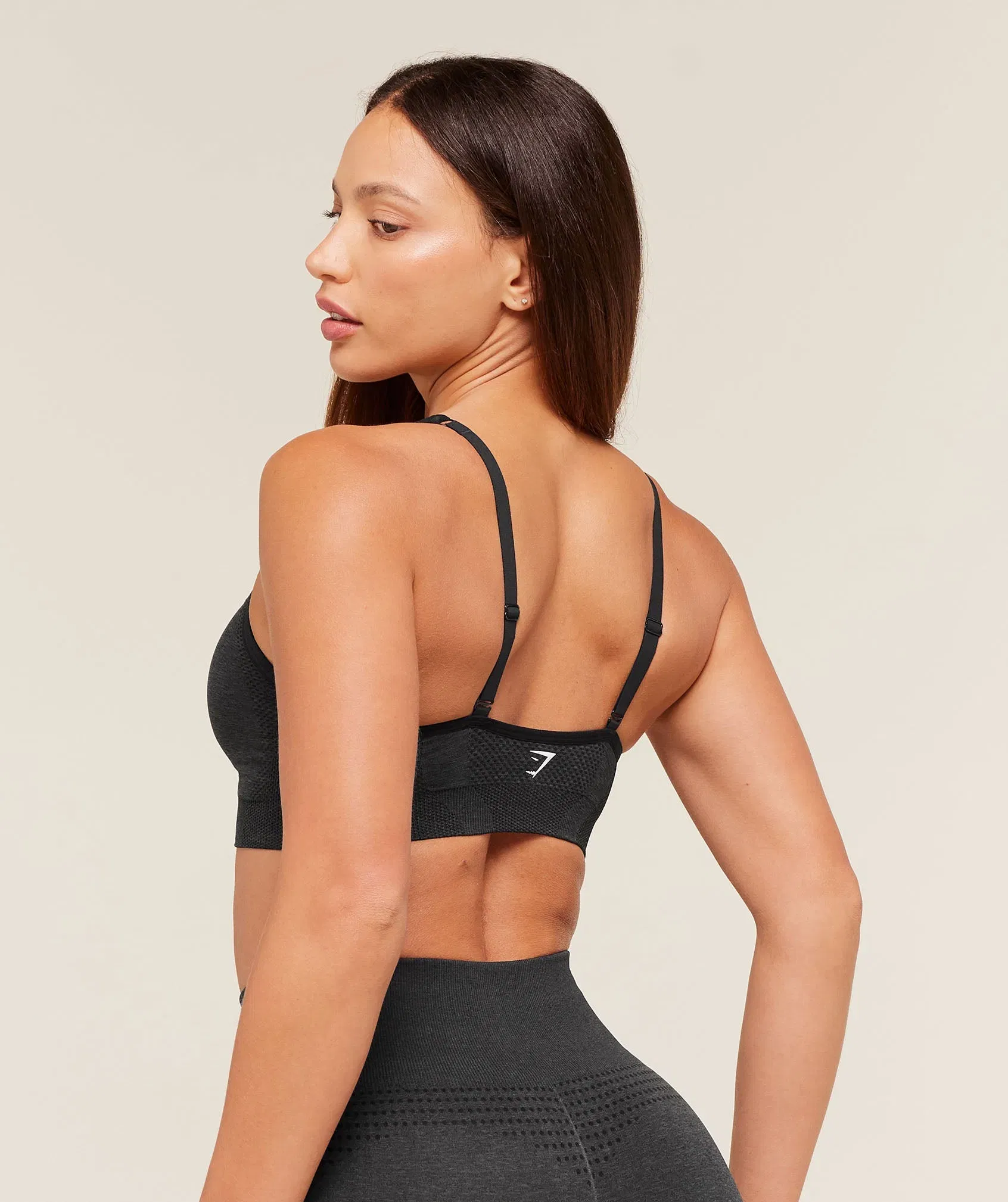 Gymshark Vital V Neck Sports Bra - Black Marl
