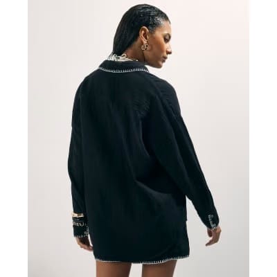 Black Whipstitch Beach Shirt