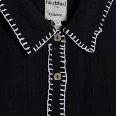 Black Whipstitch Beach Shirt