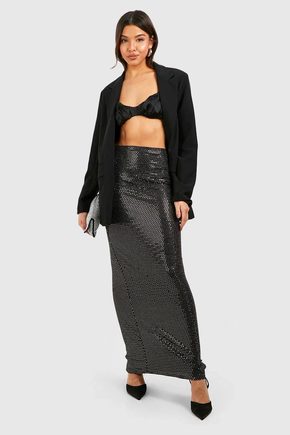 Sequin Maxi Slip Skirt