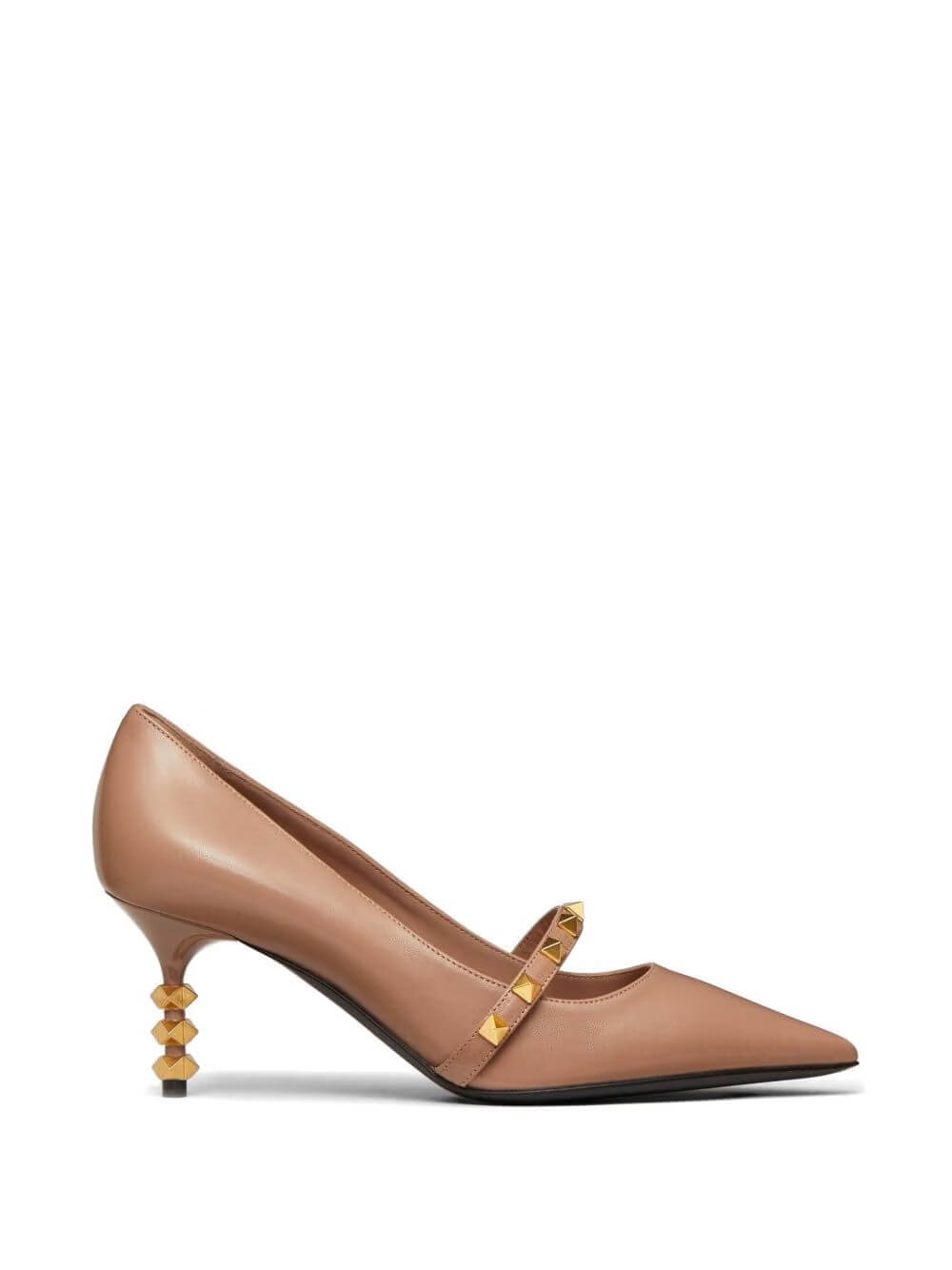 Rockstud pumps with kidskin sculptured heel