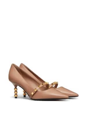 Rockstud pumps with kidskin sculptured heel