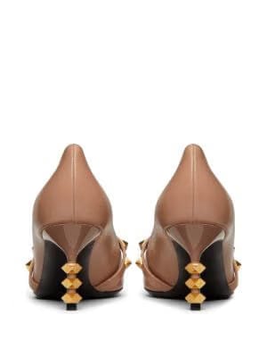 Rockstud pumps with kidskin sculptured heel