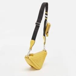Prada Yellow/Black Leather Triangle Shoulder Bag