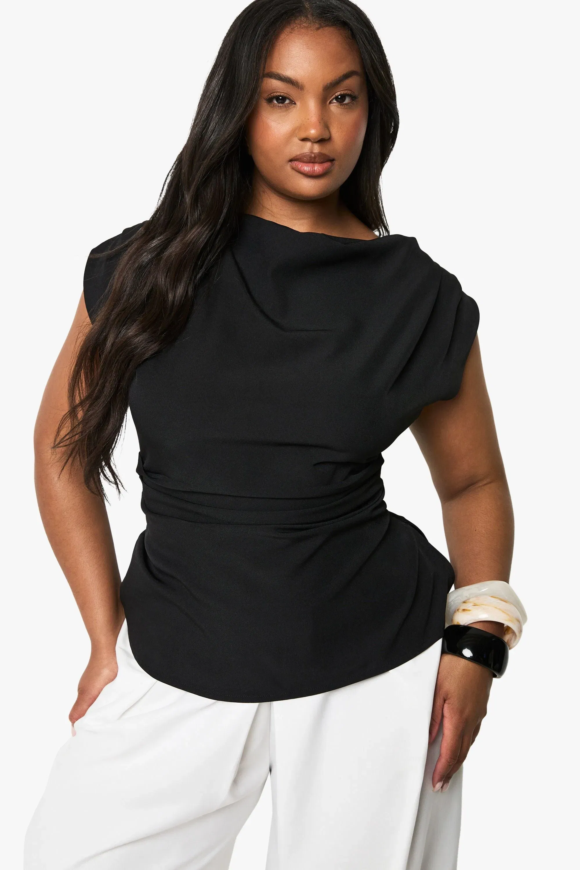 Plus Cowl Front Asymetric Top