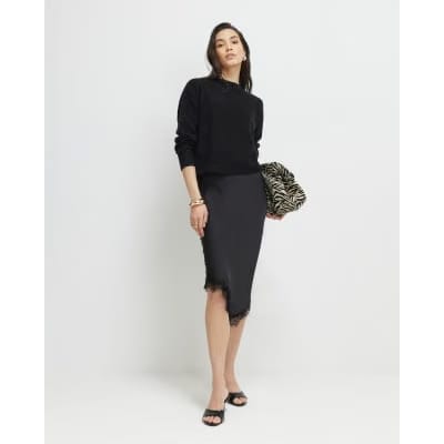 Black Hybrid Satin Jumper Maxi Dress