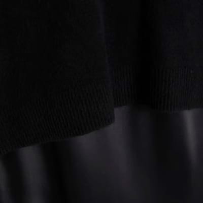 Black Hybrid Satin Jumper Maxi Dress
