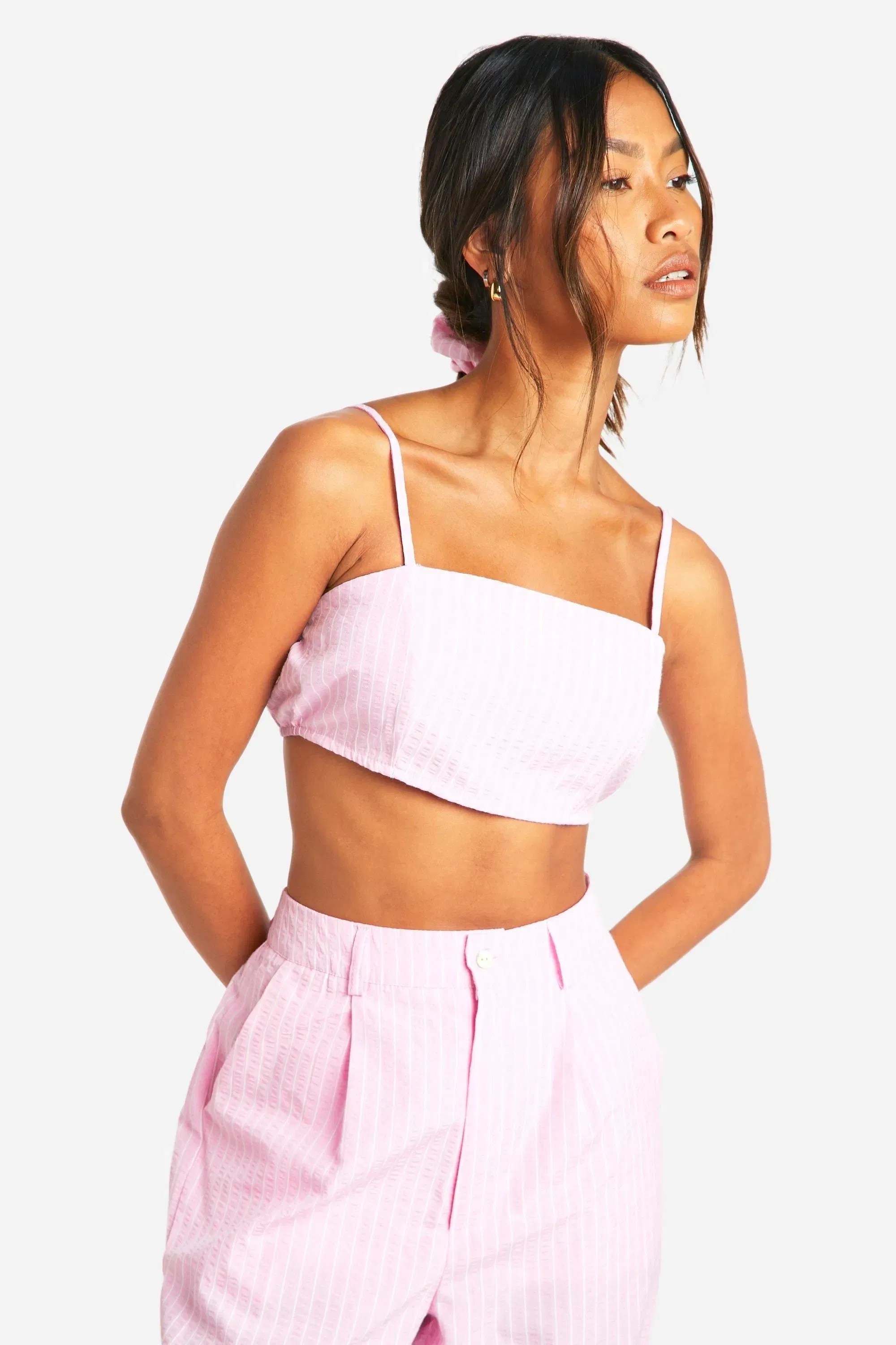 Stripe Bralet And Matching Hair Scrunchie Set