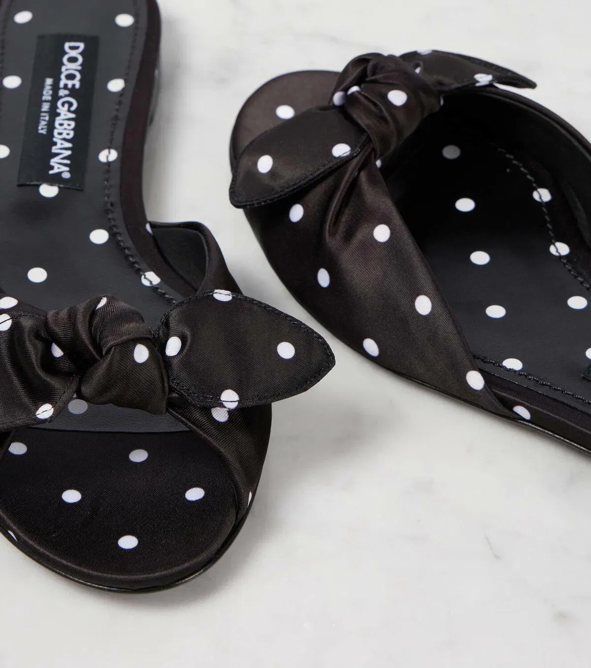 Dolce&Gabbana Polka-dot satin mules