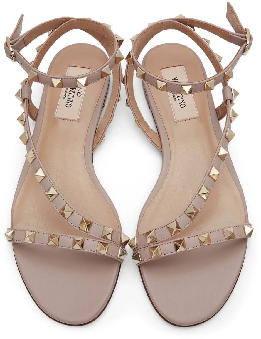 Valentino Garavani Pink Rockstud Swirl Sandals
