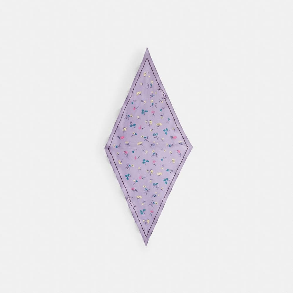 Tossed Floral Print Silk Diamond Scarf