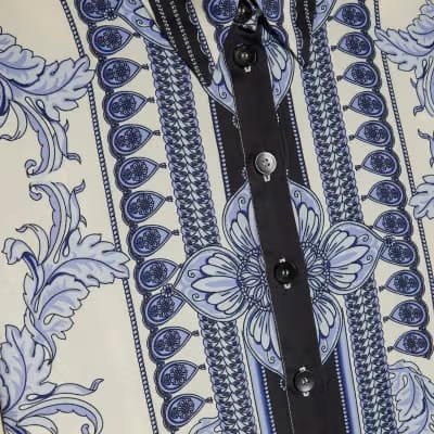 Blue Satin Border Print Shirt