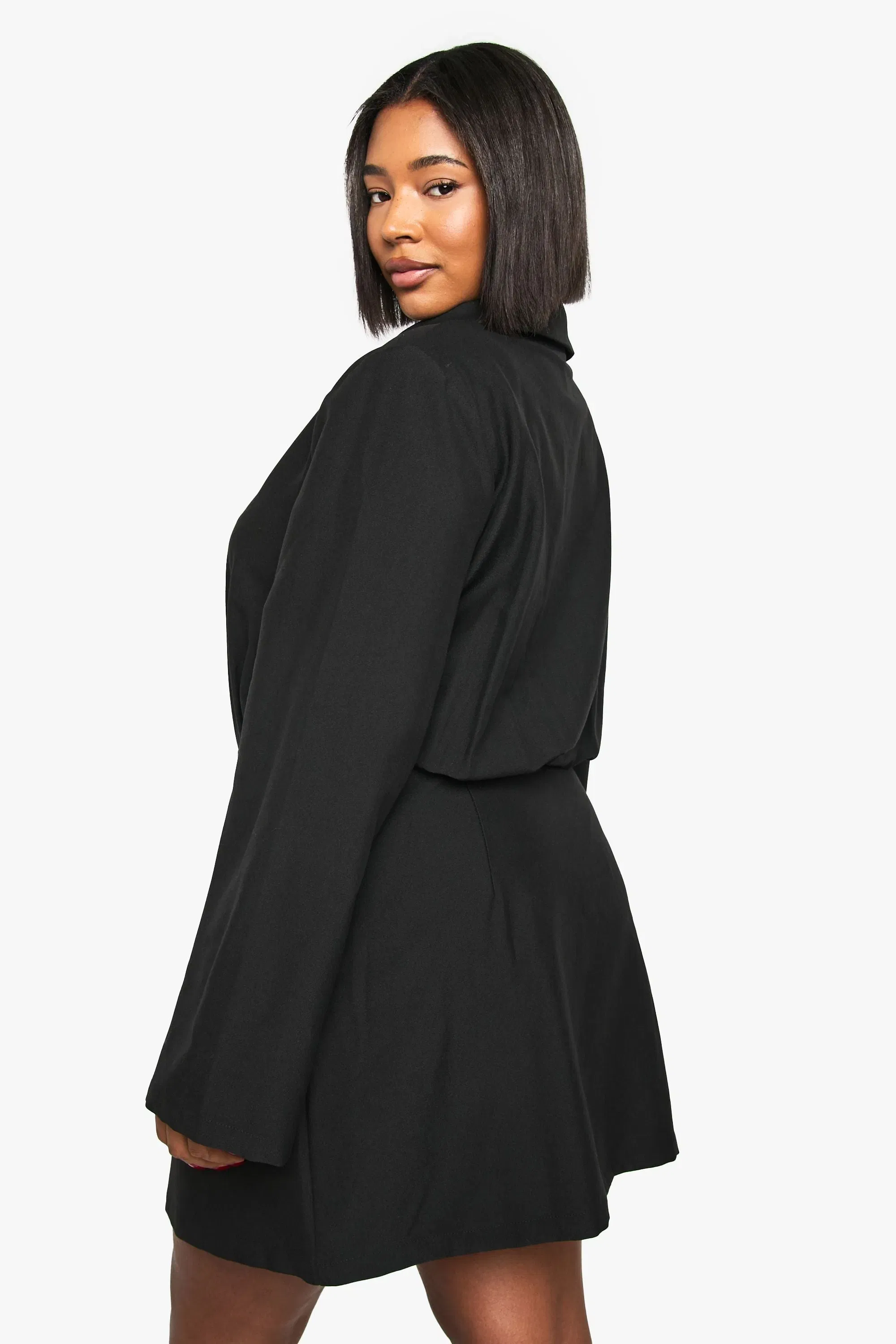 Plus Gold Button Shift Shirt Dress
