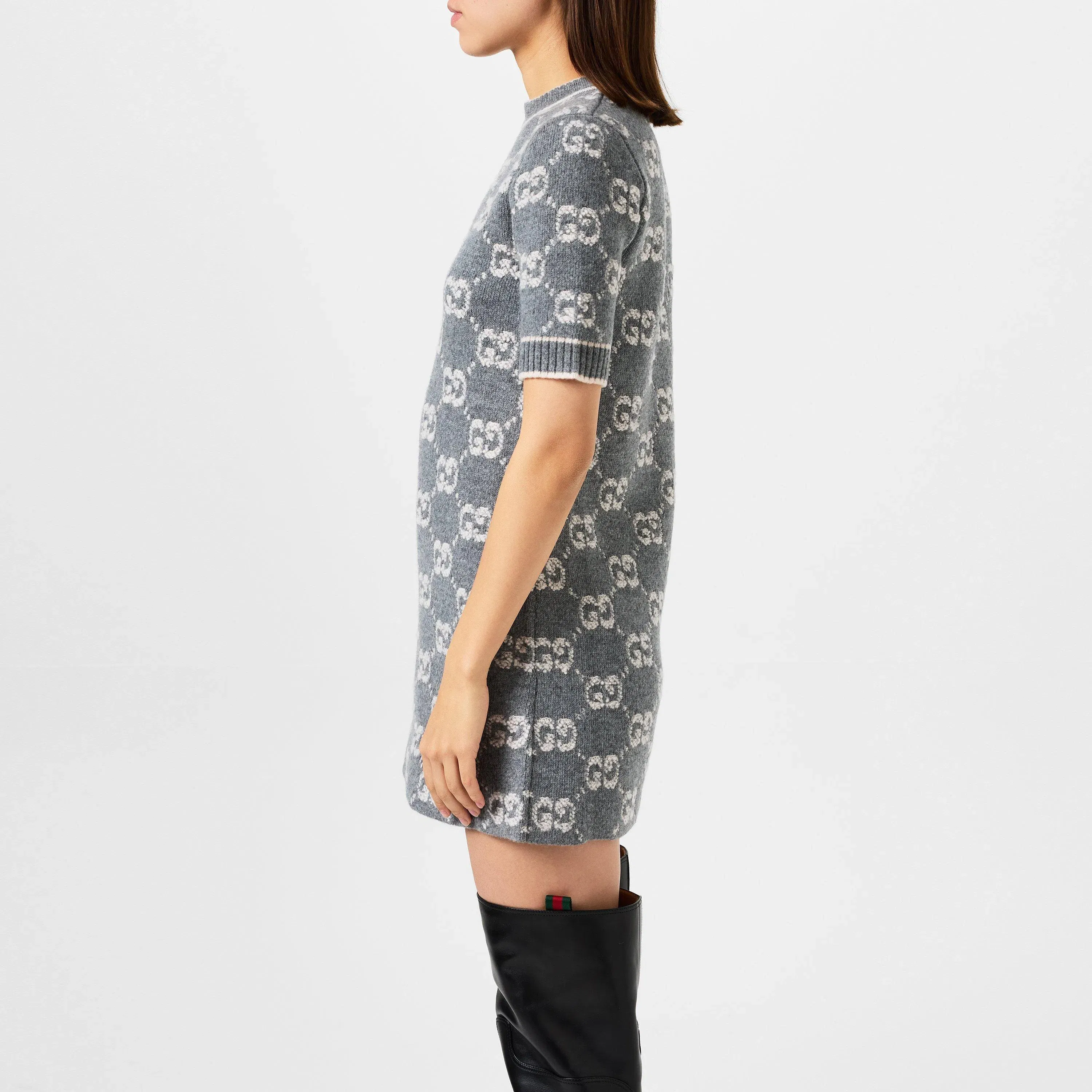 Logo Wool Crew Dress