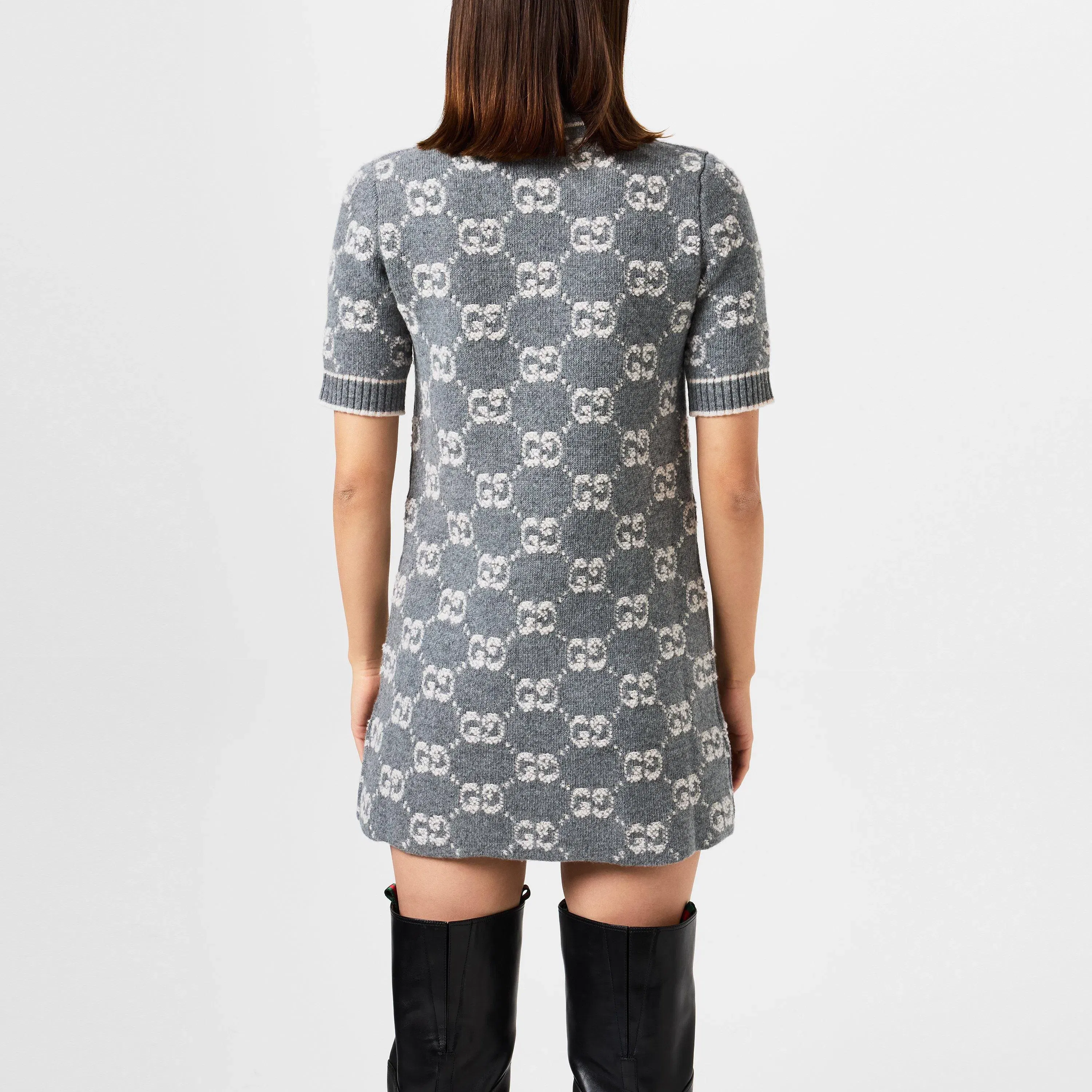 Logo Wool Crew Dress