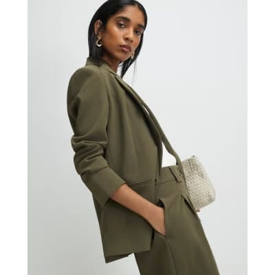 Green Long Sleeve Ruched Blazer