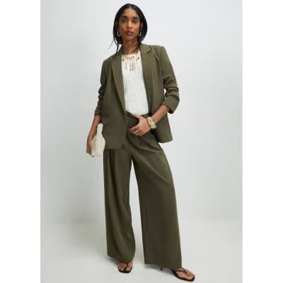 Green Long Sleeve Ruched Blazer