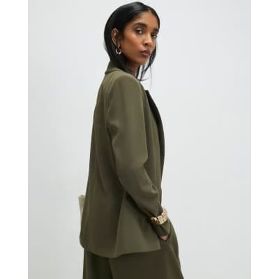 Green Long Sleeve Ruched Blazer
