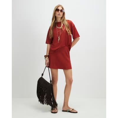 Orange T-Shirt And Skort Set