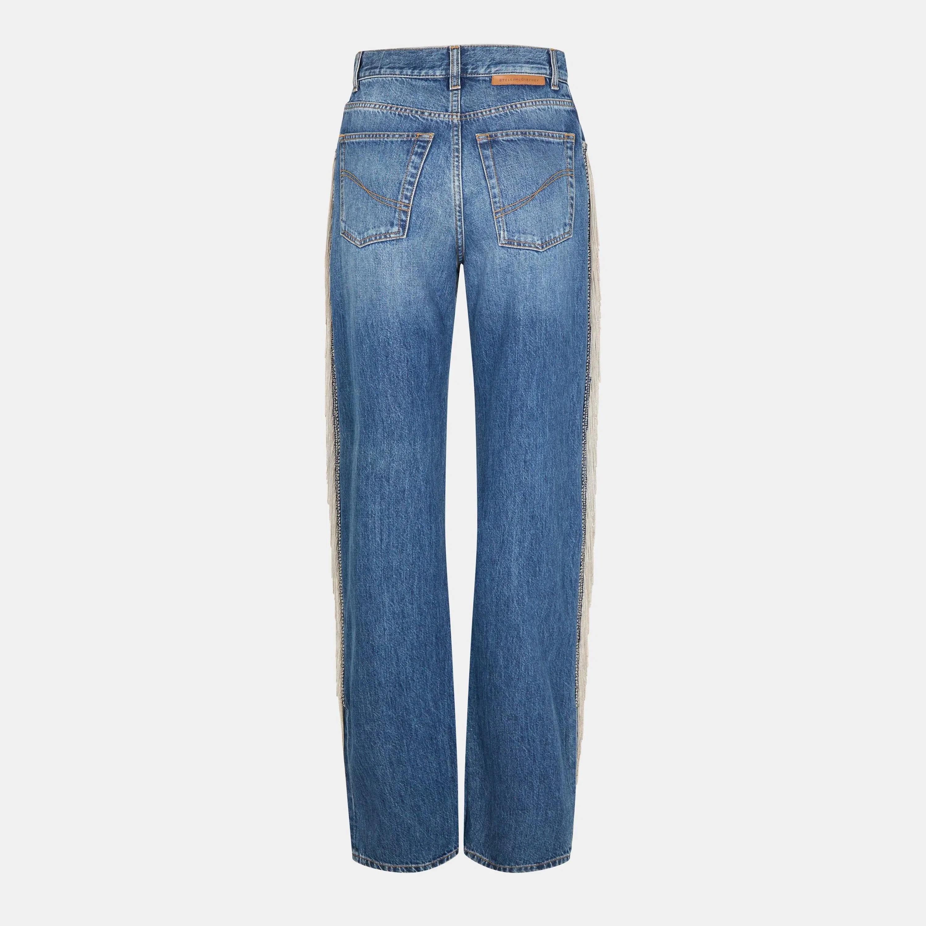 High Waisted Edge Detail Wide Leg Jeans