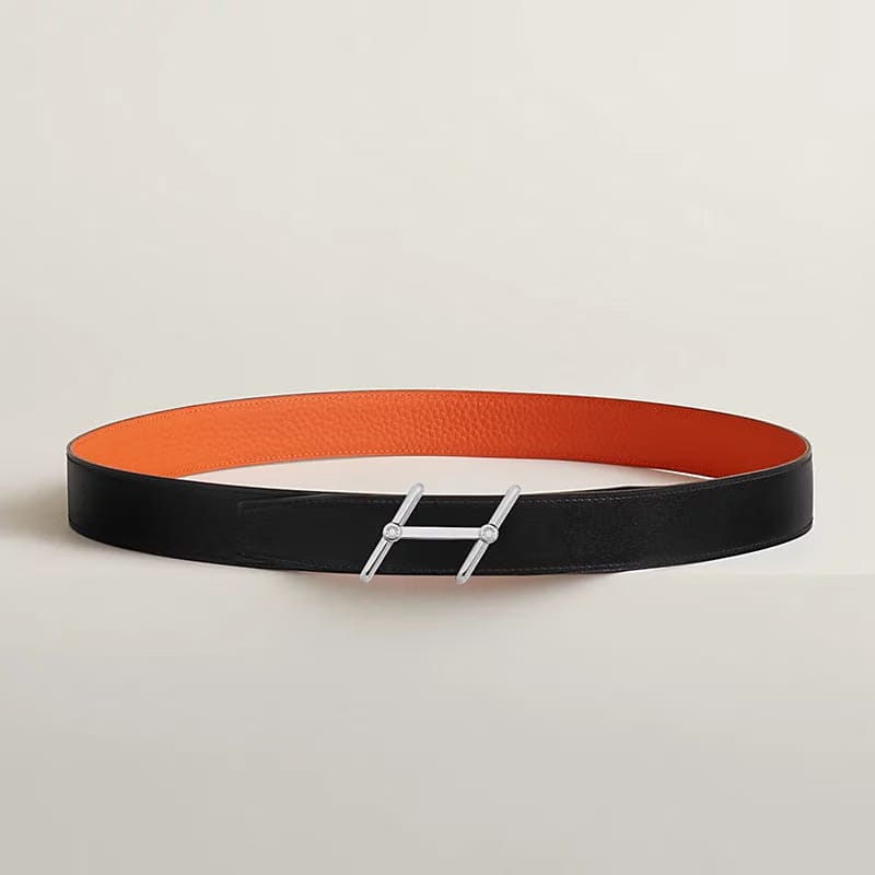 Swing belt buckle & Reversible leather strap 32 mm