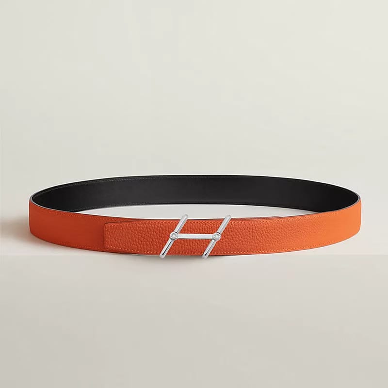 Swing belt buckle & Reversible leather strap 32 mm