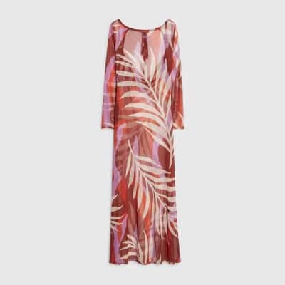 Brown Mesh Cowl Back Maxi Dress