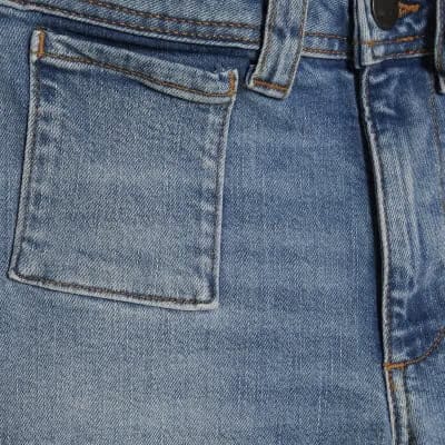 Petite Blue Relaxed Flare Jeans