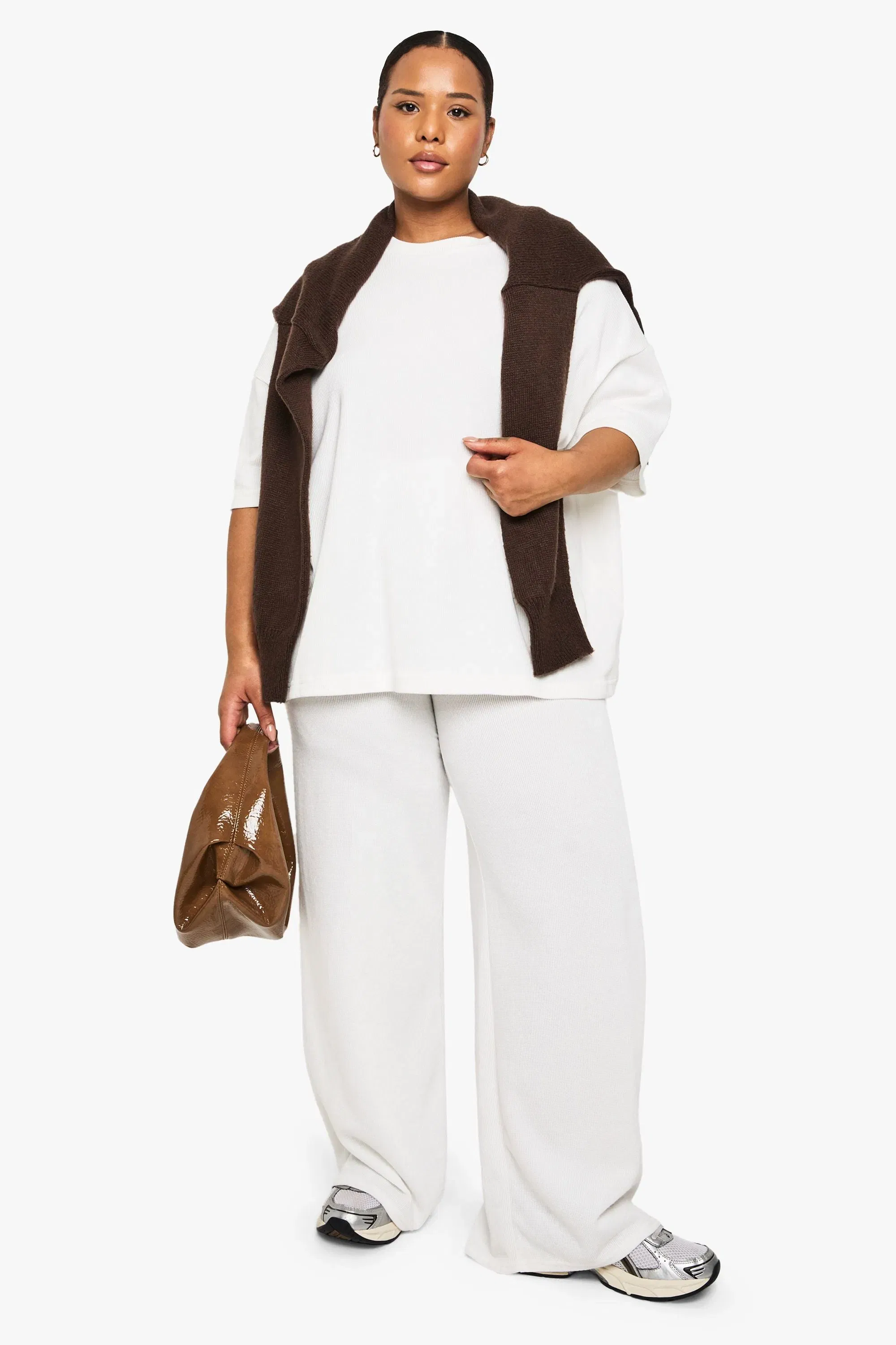Plus Knitted Wide Leg Trousers