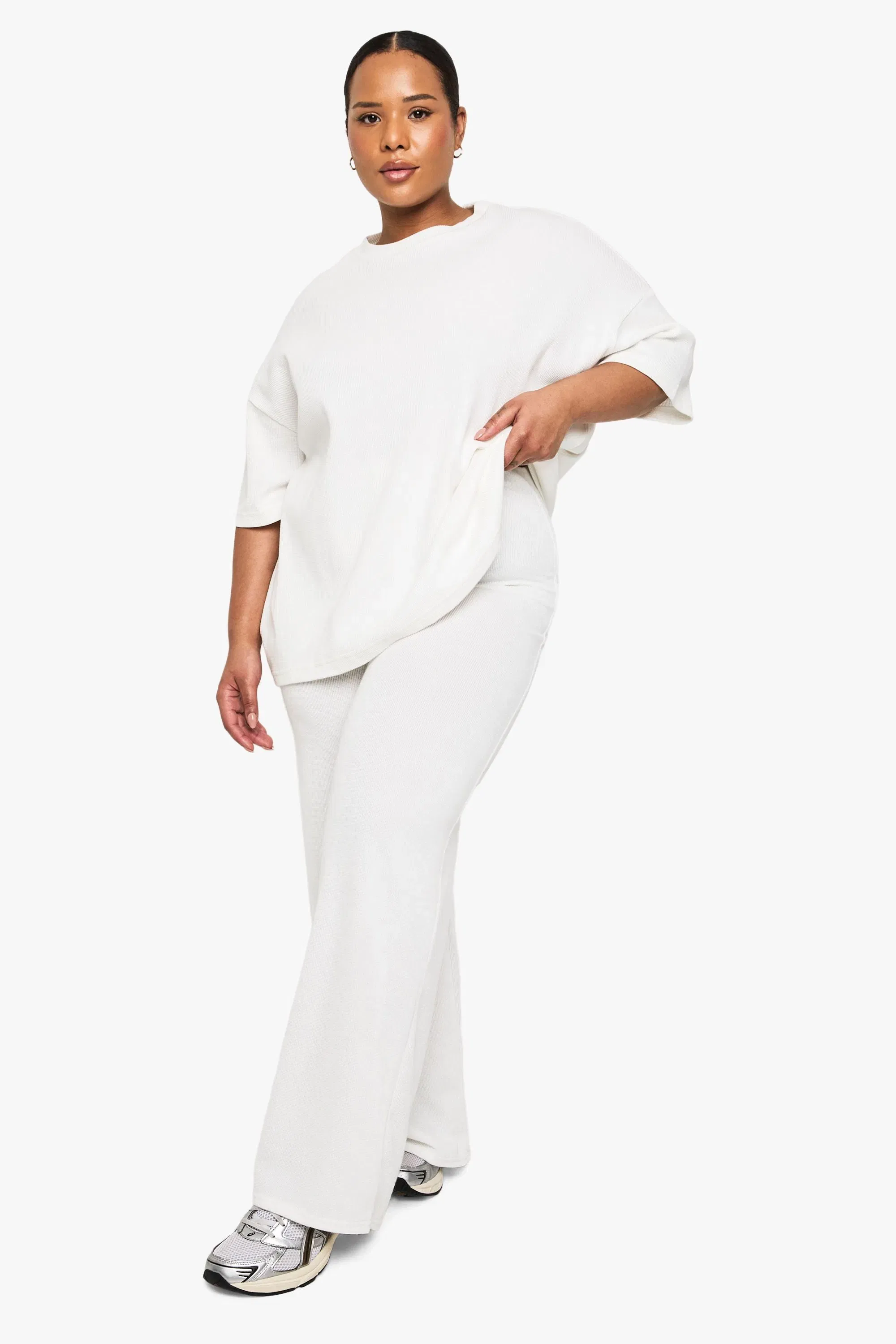 Plus Knitted Wide Leg Trousers