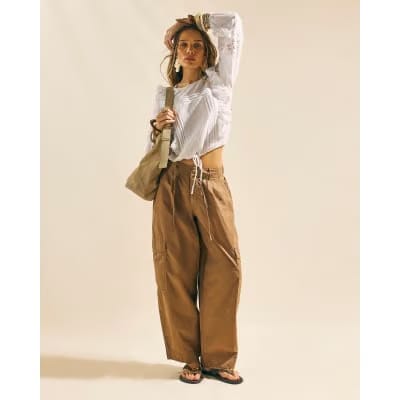 Cream Long Sleeve Ruffle Blouse