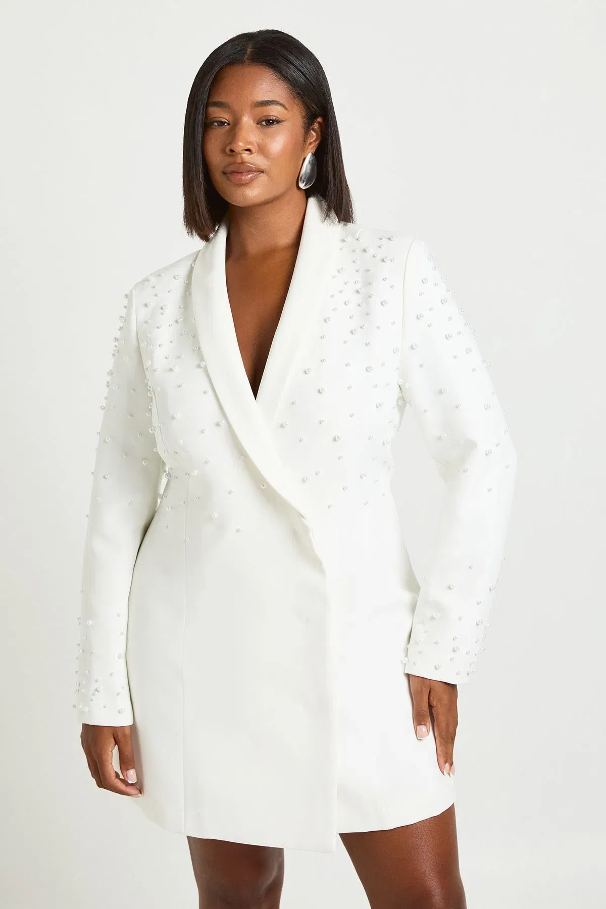 Plus Pearl Embellished Blazer Dress