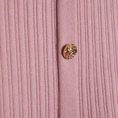 Pink Peplum Ribbed Knitted Top