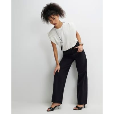 Cream Premium Ruched Shoulder T-shirt