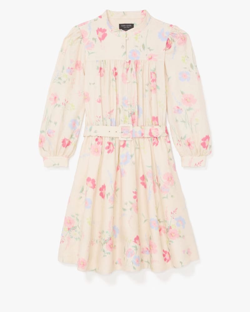 Whimsical Garden Belted Shirt Dress